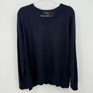 Vince Mens XL Navy Blue Wool Cashmere V Neck Long Sleeve Sweater‎ Preppy Classic